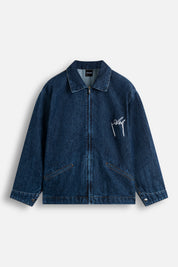Jacket Zip Denim Embroidery Art