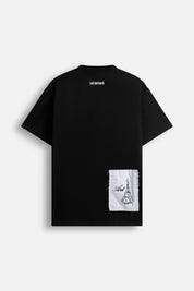 T-Shirt Patch Faces Embroidery Black