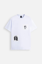 T-Shirt Patch Faces Embroidery White