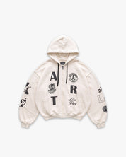 Hoodie Zip Print Patch Cream