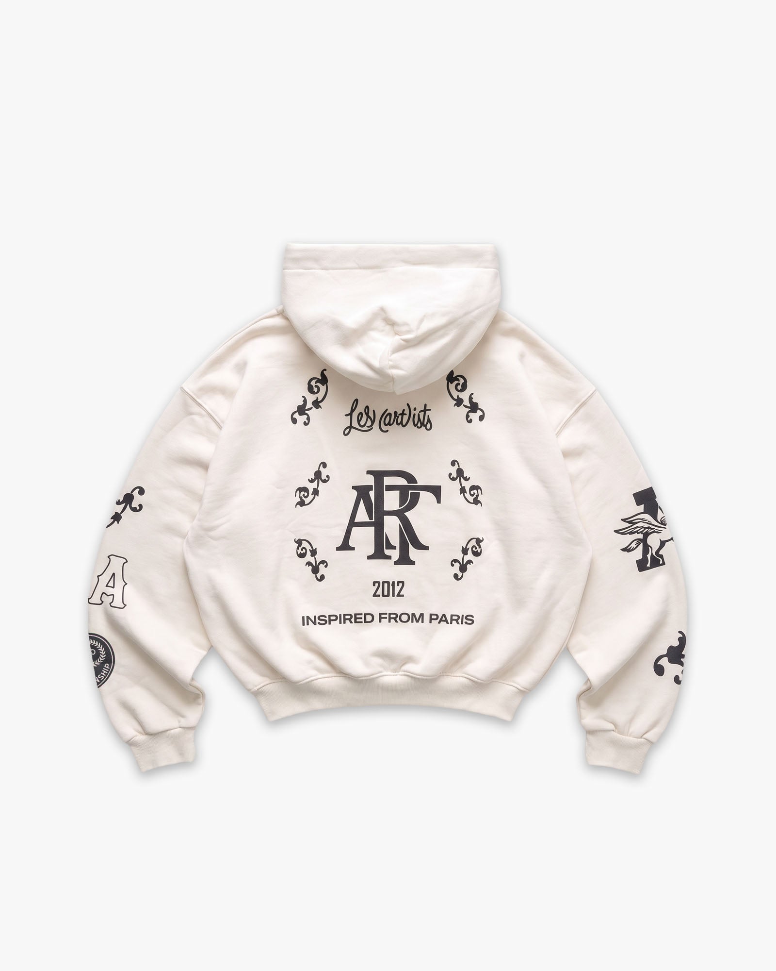 Hoodie Zip Print Patch Cream