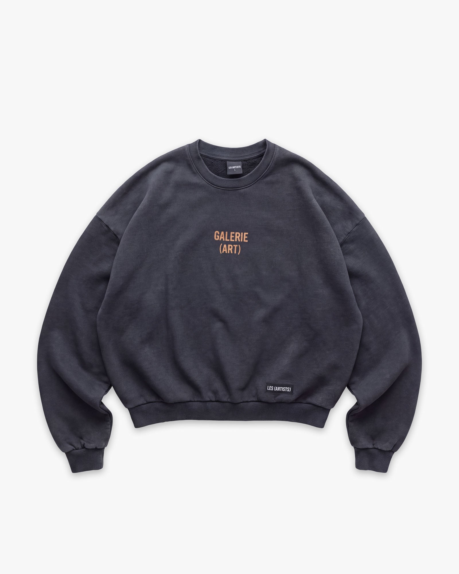 Crewneck Box Fit Galerie Art Stone Wash Black