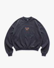 Crewneck Box Fit Galerie Art Stone Wash Black