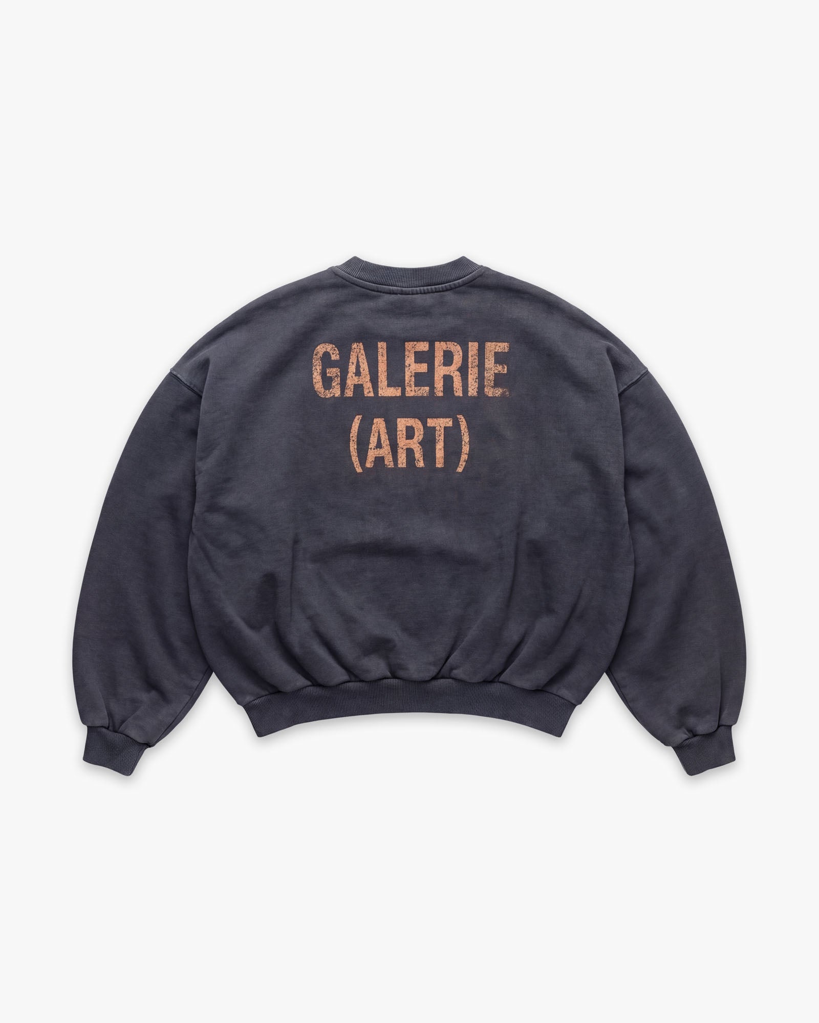 Crewneck Box Fit Galerie Art Stone Wash Black