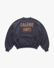 Crewneck Box Fit Galerie Art Stone Wash Black