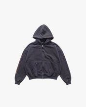 Hoodie Zip Box Fit Art World Black