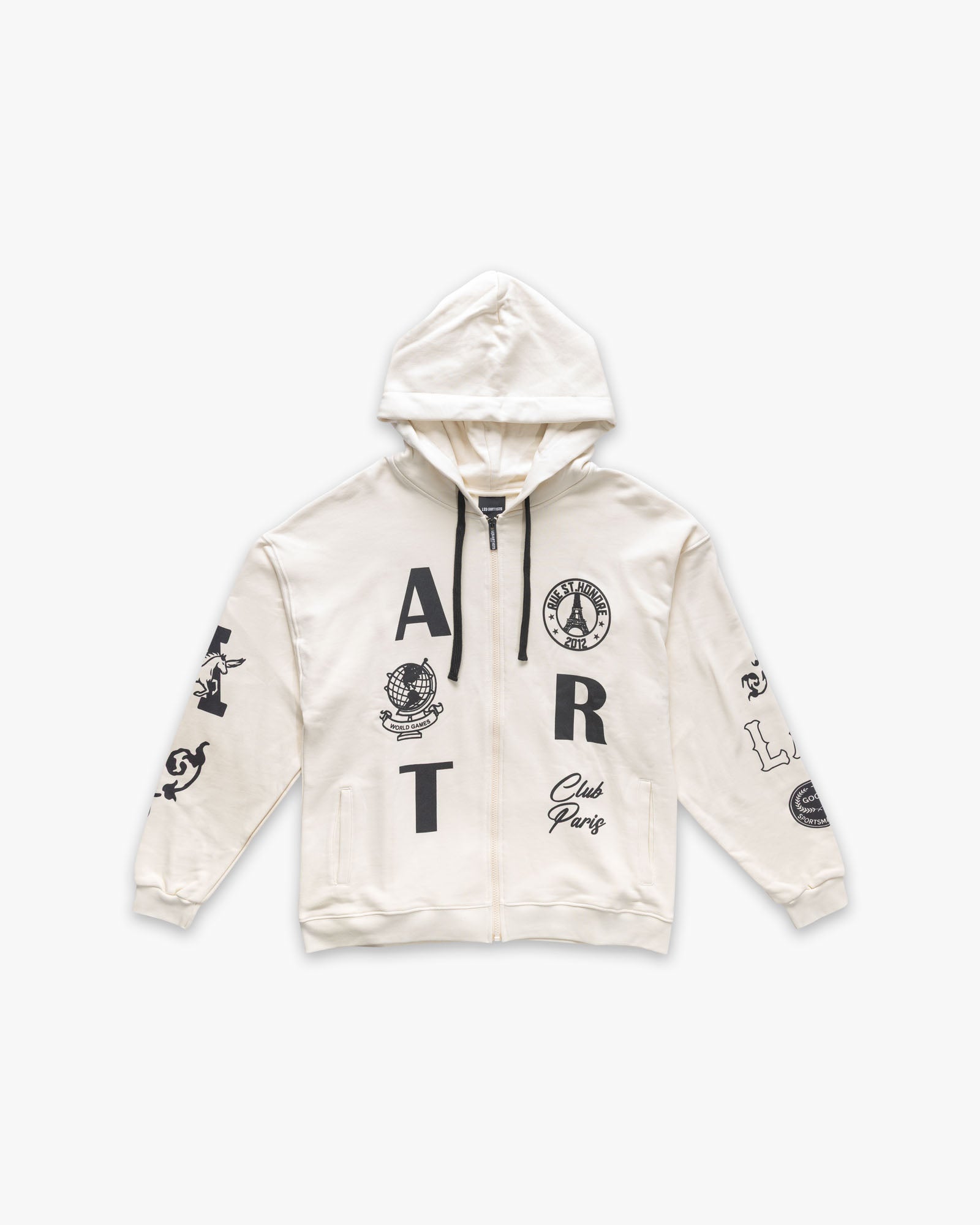 Hoodie Zip Print Patch Cream