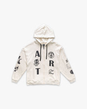 Hoodie Zip Print Patch Cream
