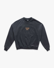Crewneck Box Fit Galerie Art Stone Wash Black