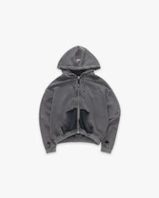 Hoodie Zip Double Art Acid Wash Black