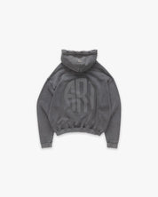 Hoodie Zip Double Art Acid Wash Black