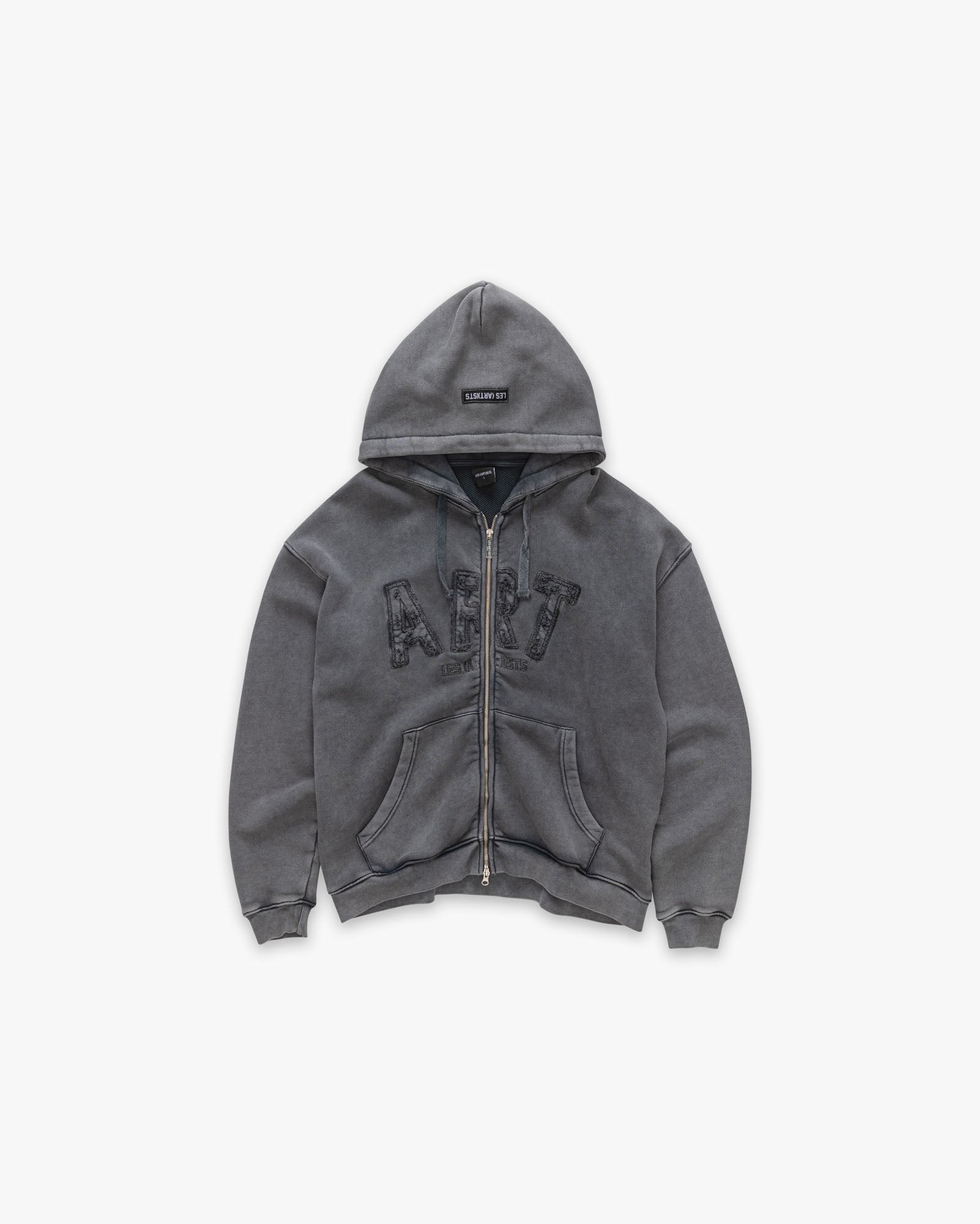 Hoodie Zip Art Acid Wash Black