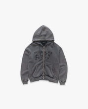 Hoodie Zip Art Acid Wash Black