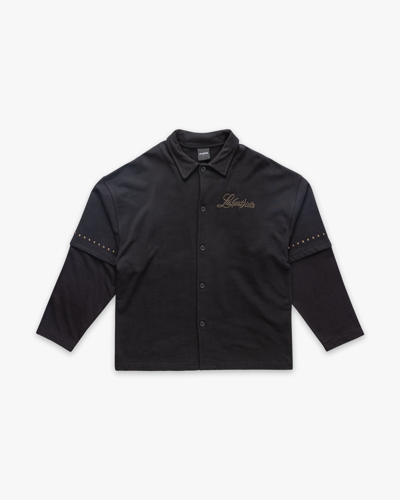 Shirt double sleeves Studs Black