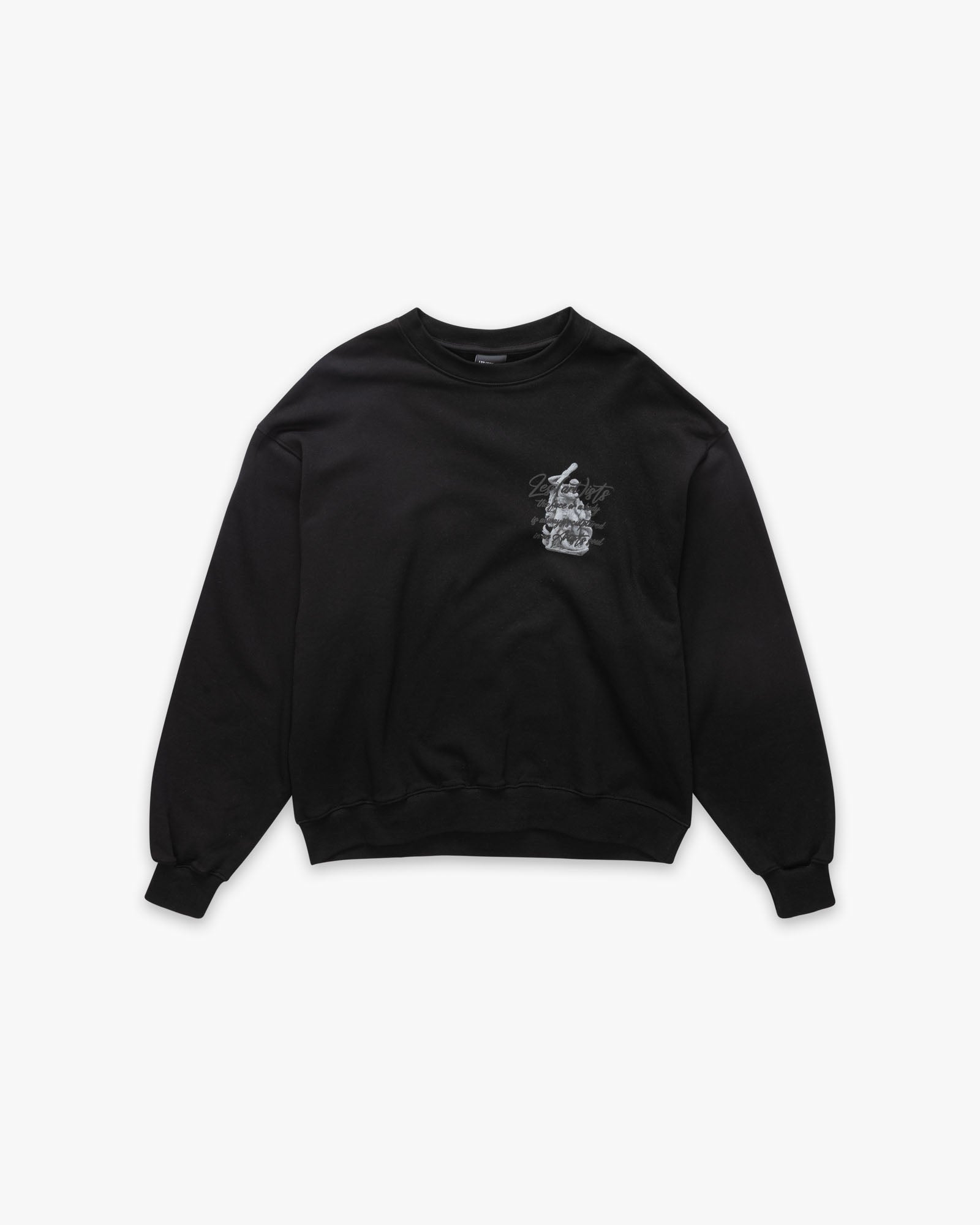 Crewneck Box Fit Script Black