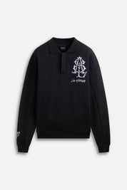 Long Sleeves Polo Sweatshirt Monogram Black