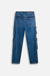Cargo Denim Baggy Label Blue